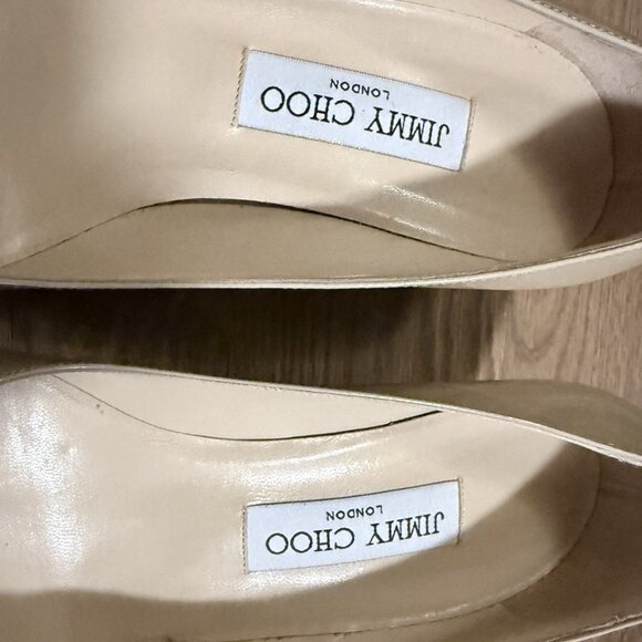 Jimmy Choo Nude Patent Leather Pointed Toe Pumps - Picture 3 of 16